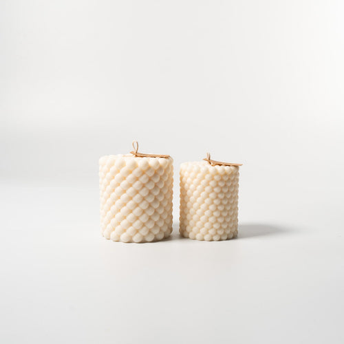 WeFra-Candles Bubblekerze „Soft Sphere“ aus 100 % Sojawachs, runde, weiche Kerze in einer neutralen Farbe, stilvoll und umweltfreundlich